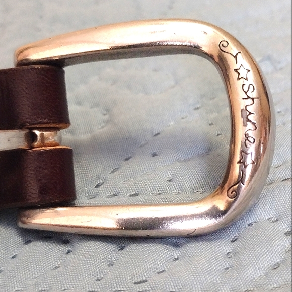 VTG 90's Brighton brown leather belt with engraved silver-tone buckle - Picture 9 of 13